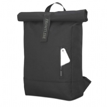 Eco-friendly black rPET rolltop rucksack backpack bag