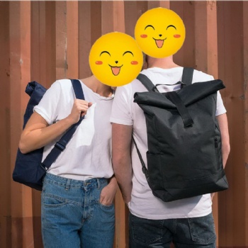 Eco-friendly black rPET rolltop rucksack backpack bag
