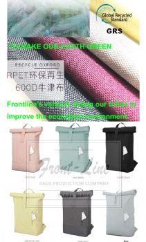 Minimalism pink rPET 600D polyester rolltop rucksack backpack bag for girls