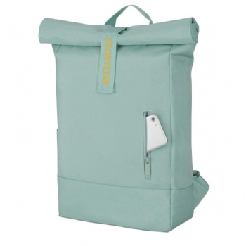 Minimalism non-toxic teal rPET 600D top rollup rucksack backpack bag
