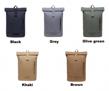 Casual olive drab canvas top rollup backpack cotton rucksack