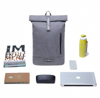 Lightweight canvas rolltop commuter backpack bag for laptop