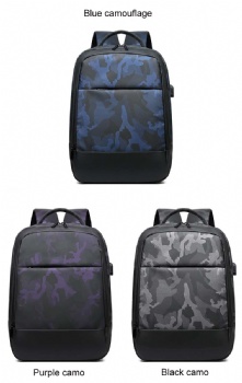 Multi-functional water resistant camouflage 15.6 inches laptop backpack computer rucksack bag with USB charging port