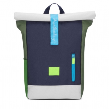 Quality REACH&Prop65 compliant rPET 600D polyester rolltop rucksack backpack bag for pre-school children