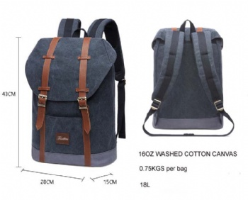 New stylish black canvas rucksack backpack unisex