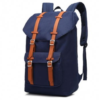 Popular leather trimmed polyester backpack bag with dopp kit bag for college students