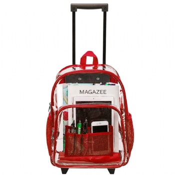 Quality wheeled pvc school backpacks trolley bags rolling rucksacks on wheels