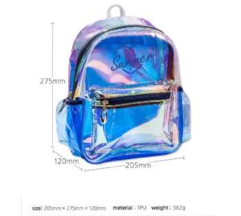 Nice see-throught holographic laser PVC backpack bags female transparent hologram bagpack