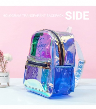 Nice see-throught holographic laser PVC backpack bags female transparent hologram bagpack