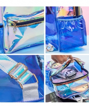 Nice see-throught holographic laser PVC backpack bags female transparent hologram bagpack