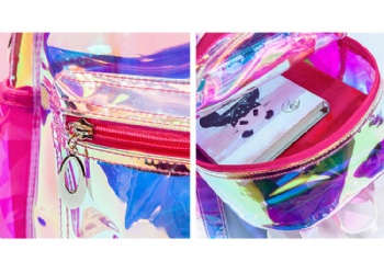 Nice see-throught holographic laser PVC backpack bags female transparent hologram bagpack