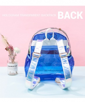 Nice see-throught holographic laser PVC backpack bags female transparent hologram bagpack