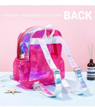 Nice see-throught holographic laser PVC backpack bags female transparent hologram bagpack