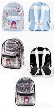 Small enamel clear printed PVC preschool backpack bag,small Kindergarten pvc bags