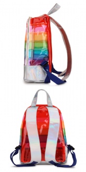 Stylish Women-Rainbow Hologram PVC Backpack Girls clear daypack