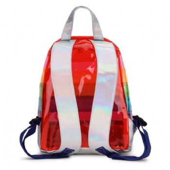 Stylish Women-Rainbow Hologram PVC Backpack Girls clear daypack