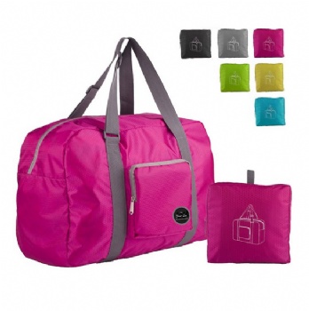 Promotional customized logo foldable ripstop nylon travel duffel bag gym bag shopping bag