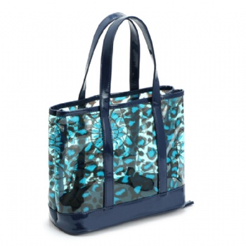 Chic womens' Clear PVC tote bag with leopard prints