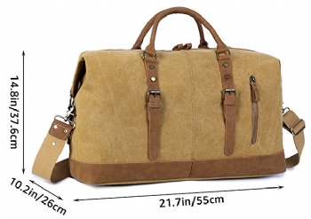 Oversized Travel Duffel Bag Canvas Leather Trim Overnight Bag Sport Duffel Shoulder Handbag Large Unisex Weekend Bag