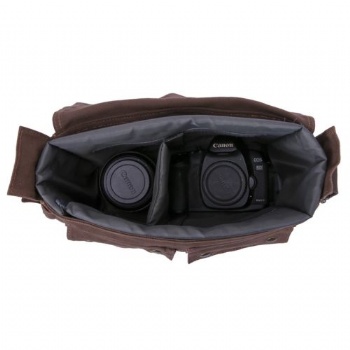 Versatile Vintage Canvas Leather Shoulder Bag Messenger Bag with DSLR SLR Camera Insert Case