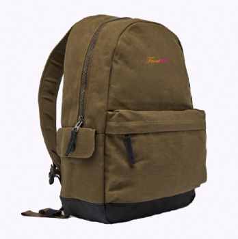 Retro 16OZ canvas backpack with sided waterbottle pockets