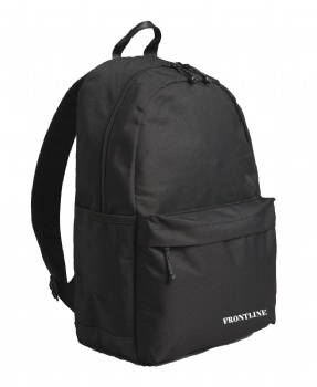 Durable solid black 600D polyester backpack for school students