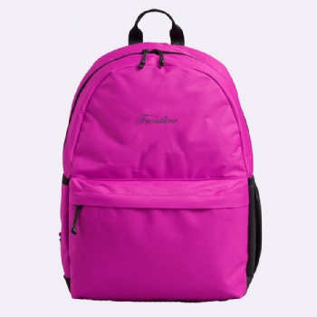 Classic hot pink 600D polyester schoolbag college backpack bag