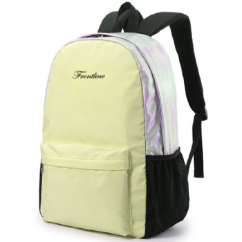 Trendy silver holographic leather backpack bag for college girls