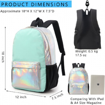 China best selling silver holographic leather backpack bag for girls