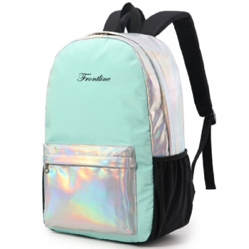 China hot product - silver holographic leather backpack bag girls
