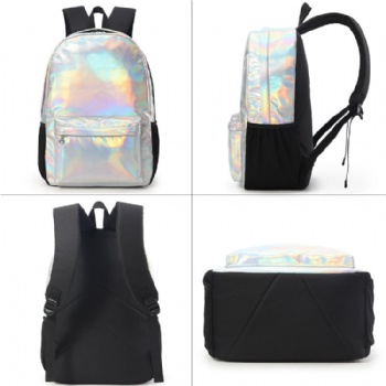 China hot product - silver holographic leather backpack bag girls