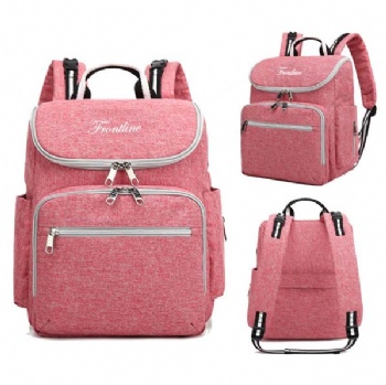 Multi-functional diaper backpack with changing pad&milk bottle bag for mother