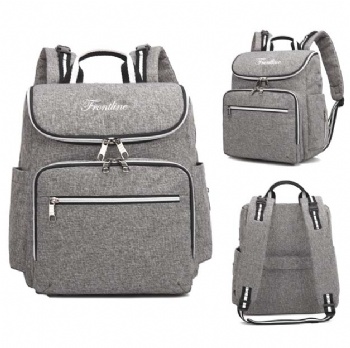 Functional heathered gray diaper BAG backpack