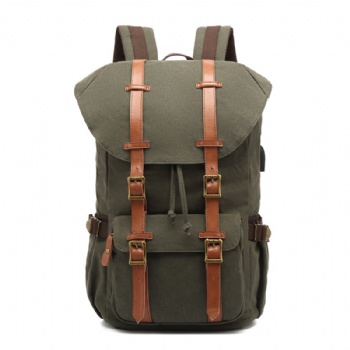Vintage olive drab canvas rucksack bag hiking daypack