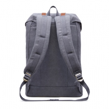 Preppy style washed gray canvas laptop rucksack backpack 15.6“
