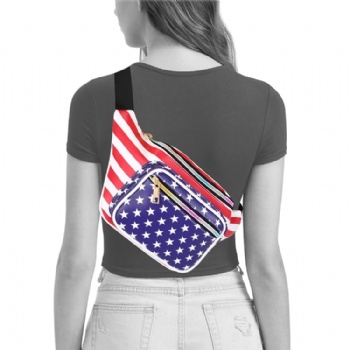 Fashionable US flag fanny packs American flag bum bag waist packs