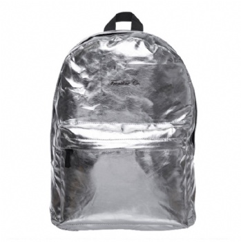 Trendy silver metallic PU leather backpack festival rucksack bag