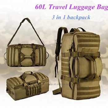 Large 60L multi-functional camouflage 3-in-1 backpack duffle bag