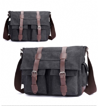 Classical Heavy-duty Canvas Leather Messenger Bag Vintage Style
