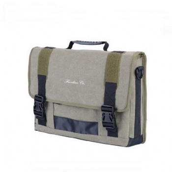 Rugged canvas book bag army green laptop messenger shoulder bag for school