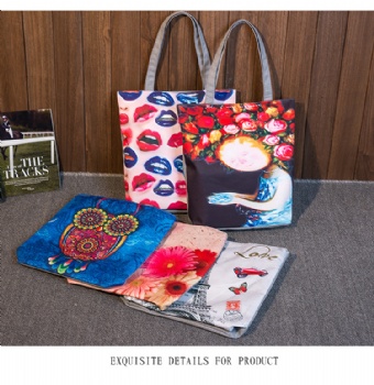 Nice quality full digital printing canvas tote shopper beach bag handbag