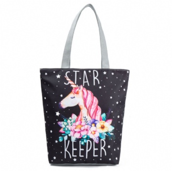 Promotional cheap digital printing canvas shopper tote beach bag handbag