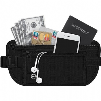 Waterproof RFID blocking travel money waist belt organizer hip pack security pouch anti-theft