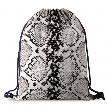 Ladies&girls Light Weight Snake Skin Patterned Drawstring Backpack&Sackpack
