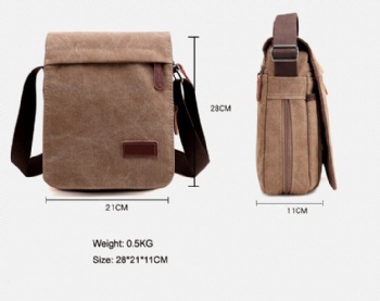 Retro style men's small vertical messenger bag coffee brown color