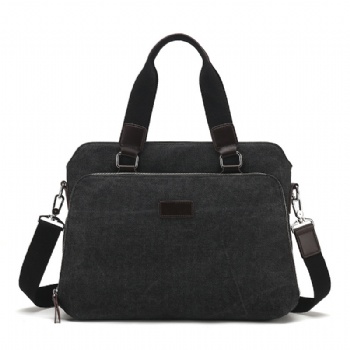 Old school style slim canvas laptop briefcase shoulder sling bag for laptop