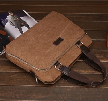 Vintage canvas laptop briefcase sling computer tote bag