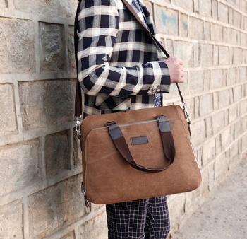 Vintage canvas laptop briefcase sling computer tote bag