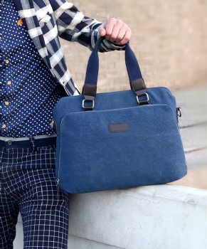 Vintage canvas laptop briefcase sling computer tote bag