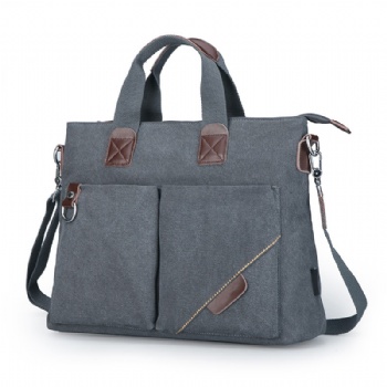 Rough trendy grey canvas office bag sling messenger bag